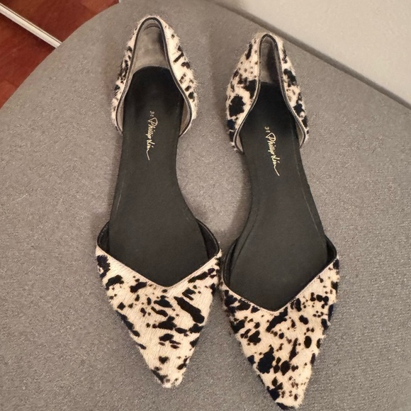 3.1 Phillip Lim Devon d'Orsay Flat Pointed Toe Shoe Size 38 Cow Skin - Picture 2 of 7
